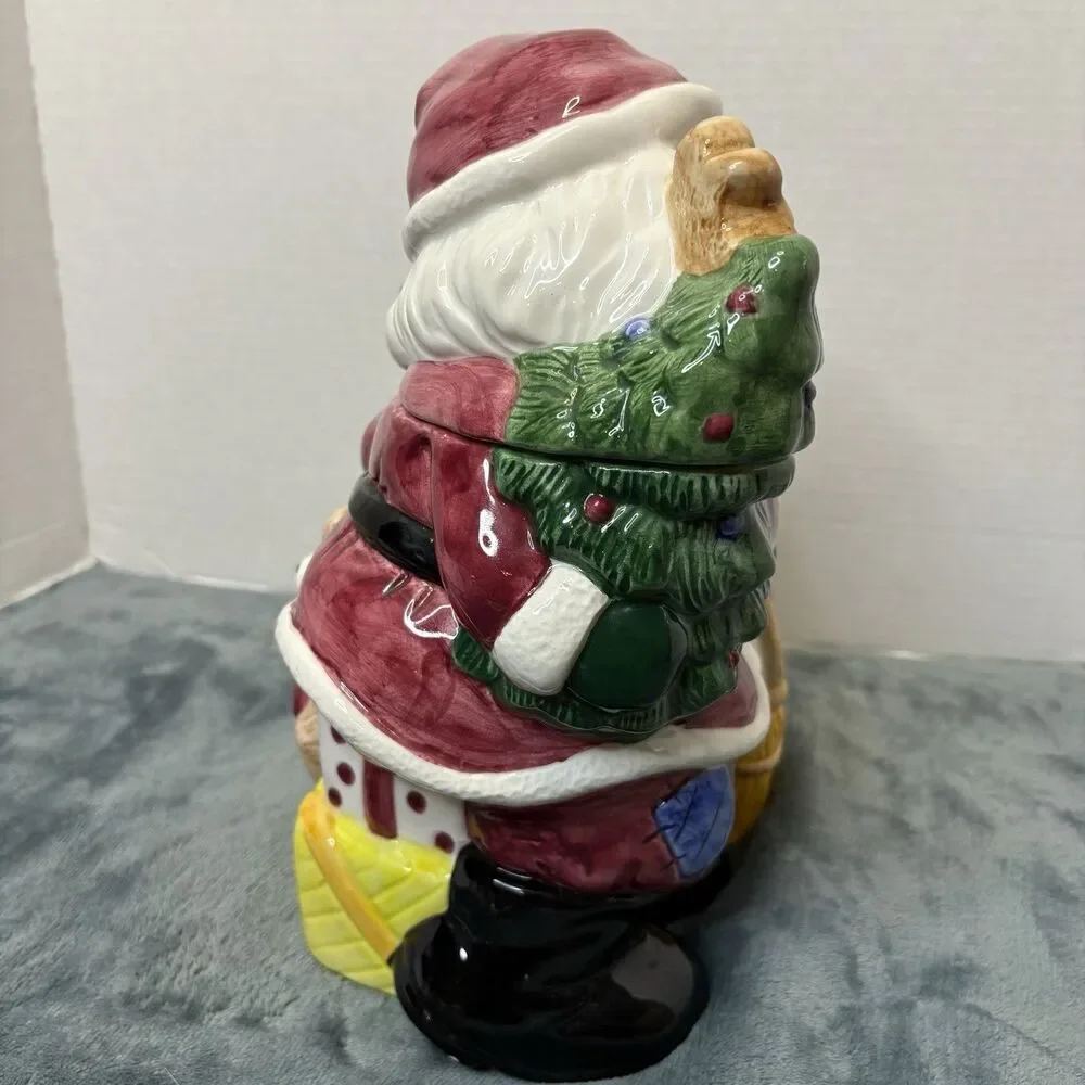 Vintage Jay Imports Santa And Snowman Ceramic Cookie Jar